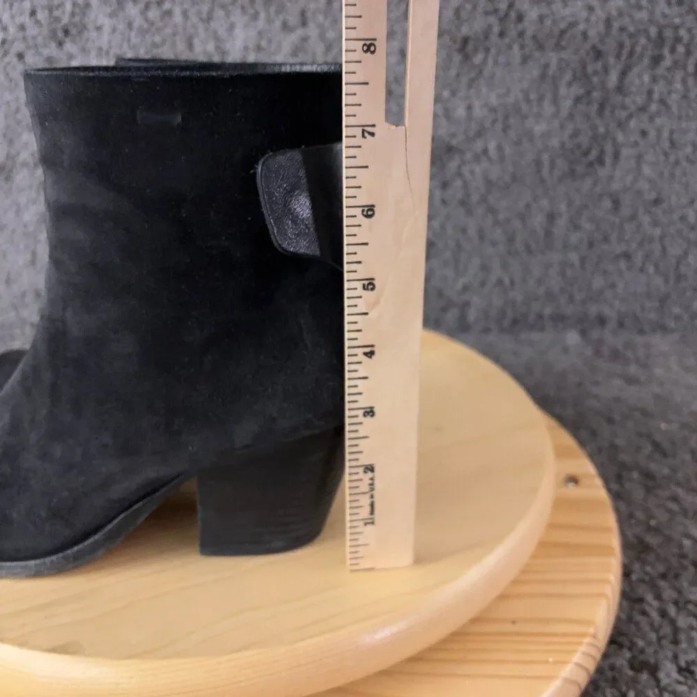 Rag & Bone Ryland Suede Ankle Boots Womens Size 7.5 Black Cap Toe Made in Italy